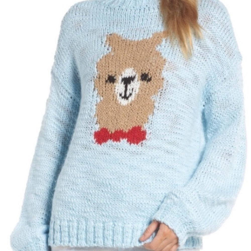 Llama sweater in baby blue by Make & Model